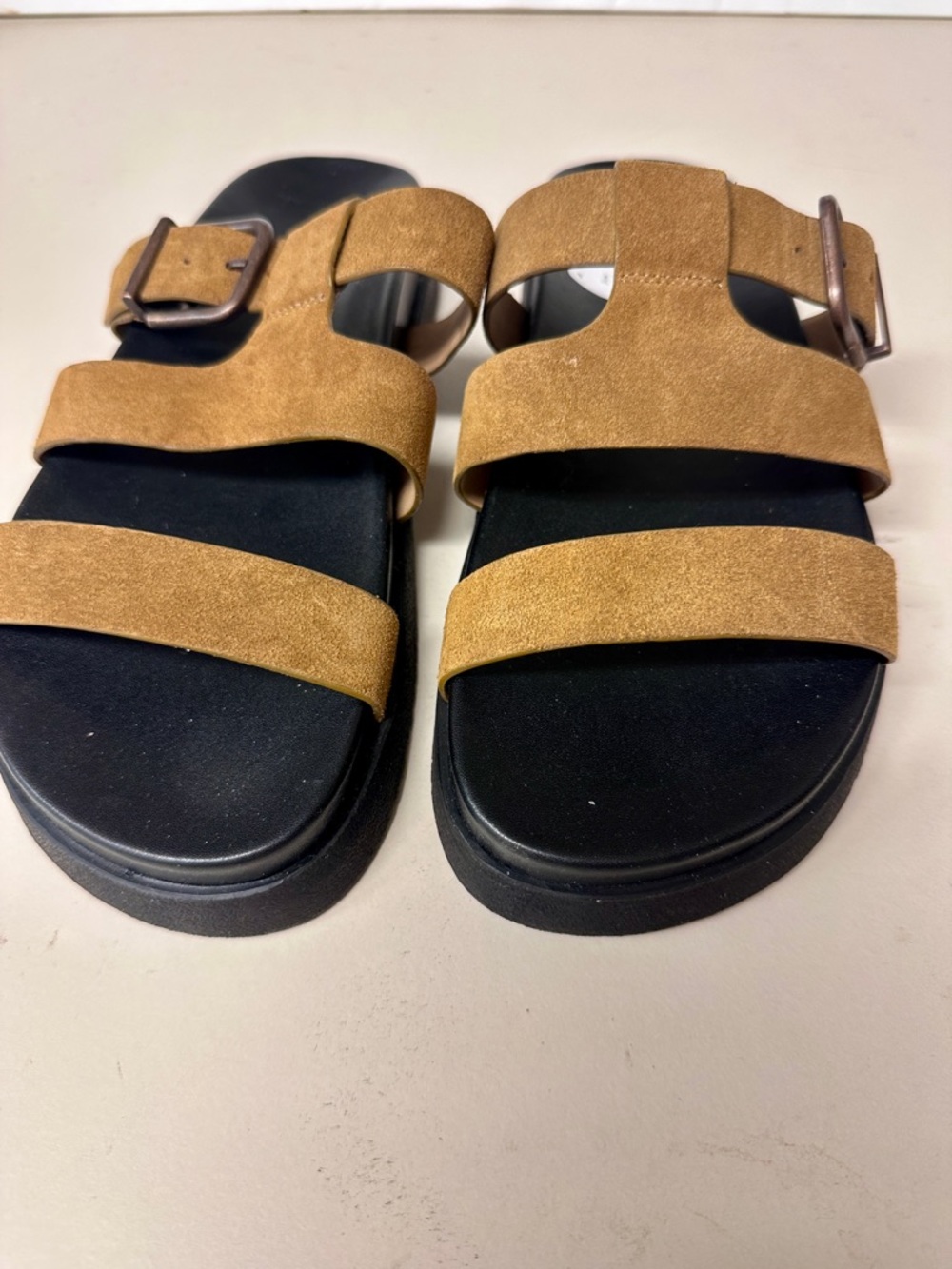 Steve Madden Tan Suede Double Strap Sandals